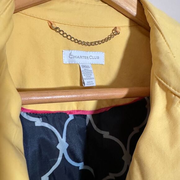 Yellow Charter Club Belted Trench Size S EUC - Picture 6 of 6